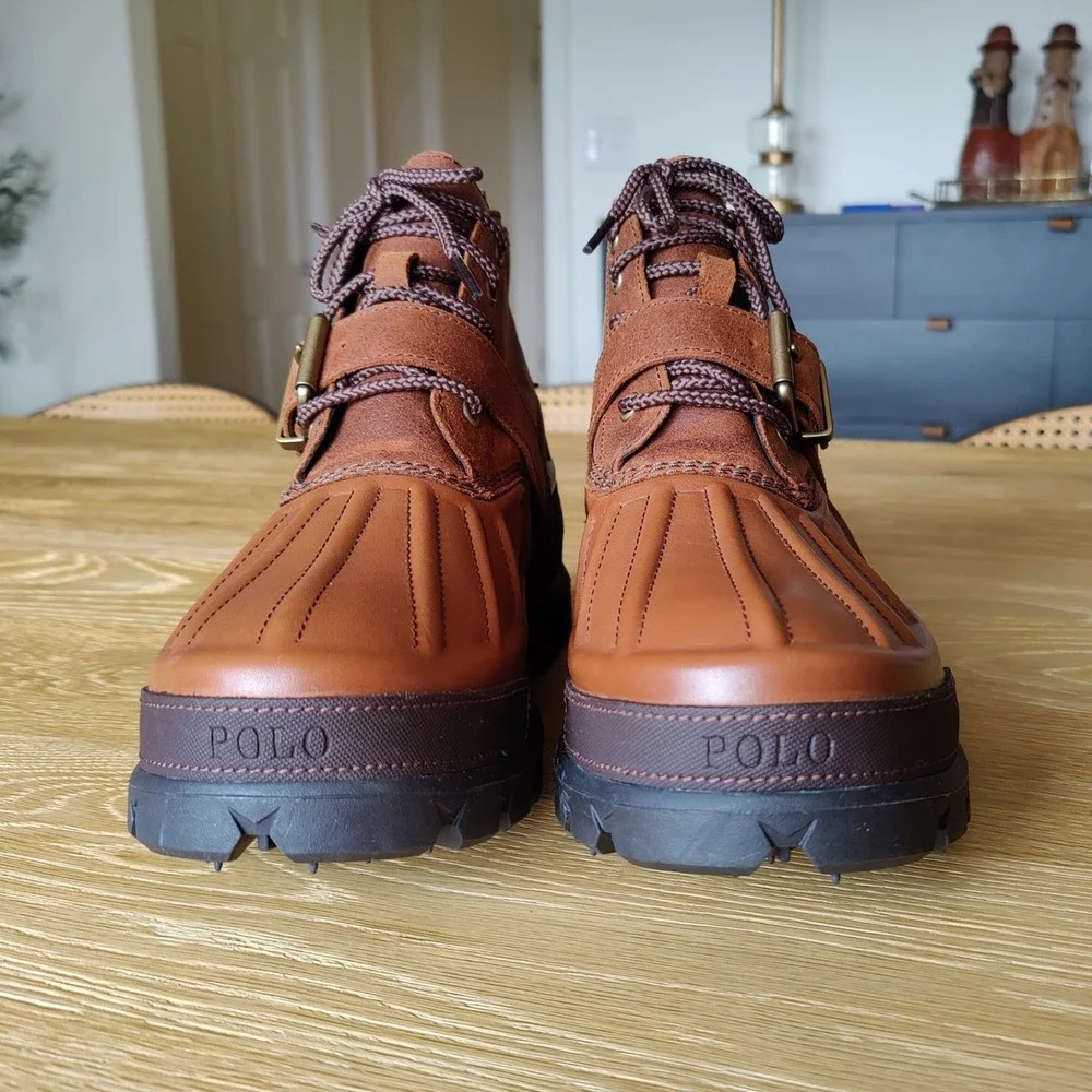 Polo Ralph Lauren Oslo Low BT WP Leather Duck Boots Brown 10.5D Waterproof